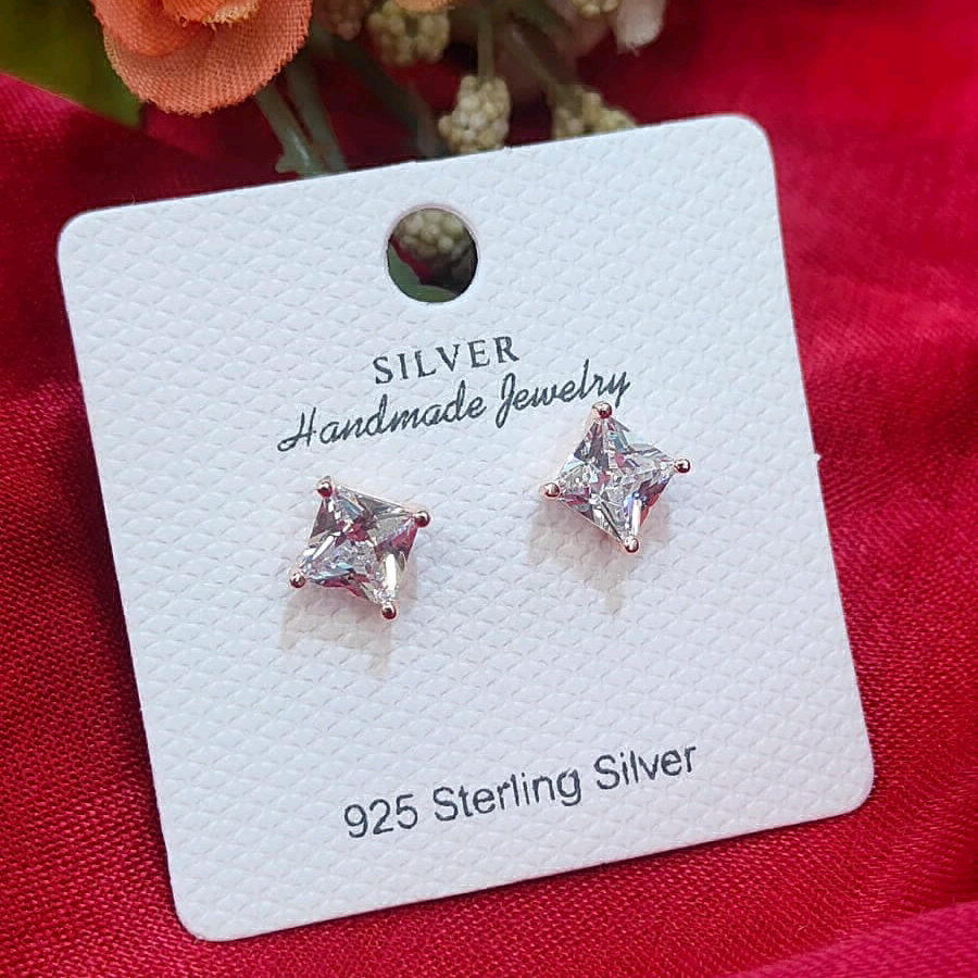 Princess Cut CZ Studs 